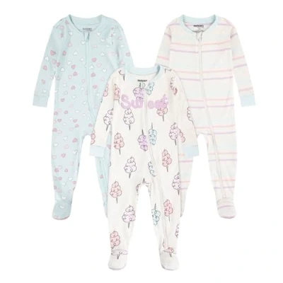 Image de Huggies Little Hugs Fille Snug Sleep Coveralls (3 Pack) Ensemble De Pijama, Rose/Bleu, 4 Ans EU