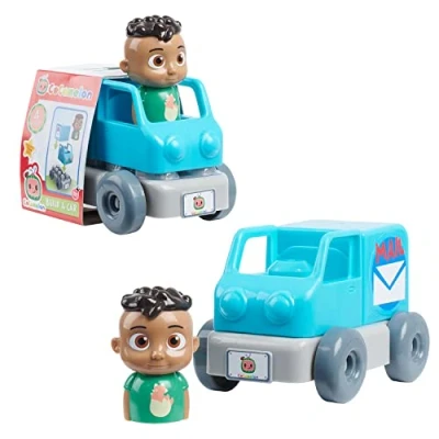 Image de CoComelon, Véhicule avec Figurine, 4 pièces, Construction à Briques, Modèle Cody Camion Courrier, Jouet pour Enfants dès 18 Mois, GIOCHI PREZIOSI, CCM132