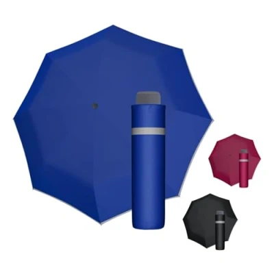 Image de Doppler Parapluie Mini Light Up Reflex en Bleu I avec Bord réfléchissant ouvre Mains Poche de léger pour Les déplacements