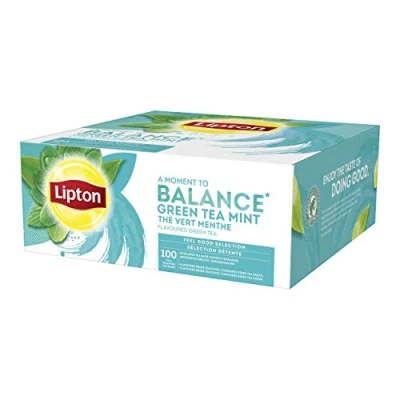 Image de Lipton, Sélection Détente, Thé Vert, Infusion à Froid ou Chaud, Goût Menthe, Fraîcheur , Ingrédients d&#039;Origine 100% Naturelle, 100 Sachets