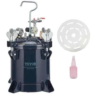 Image de VEVOR Réservoir de Peinture sous Pression 10 L Pot Entrée d’Air 6,4 mm Sortie 9,5 Système Pulvérisation Réglable 70 PSI Étanche pour Décoration Intérieure