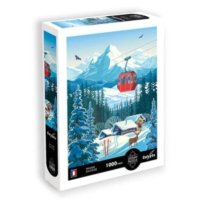 Image de Sentosphere Calypto 3907201 Puzzle Paysage d&#039;hiver, 1000 pièces, au Toucher Doux, Motif Hivernal avec Surface veloutée, pour Adultes et Enfants à partir de 9 Ans, réédition, Réplique