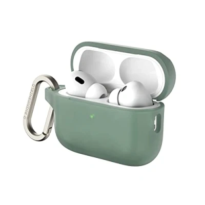 Image de RhinoShield Coque avec Mousqueton Compatible Apple [ AirPods Pro 2 ] Protection de qualité Militaire Contre Les Chocs, résistante aux Rayures, Chargement sans Fil [Vert Sauge, Standard Set]