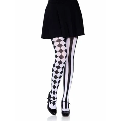 Image de Collant De Nylon Avec Impression Arlequin Noir/blanc
