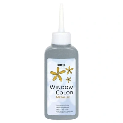 Image de KREUL 42753 Window Color Argent 80 ml, Peinture pour fenêtre avec effet métallique à base d&#039;eau, surfaces lisses comme le verre, les miroirs et carreaux