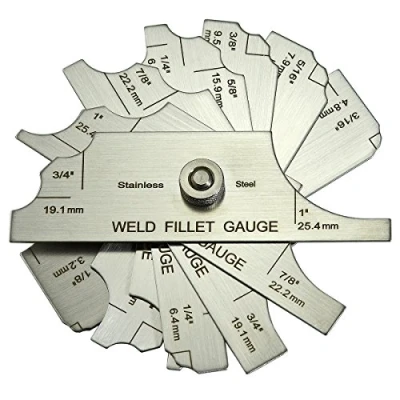 Image de RIVERWELD Jauge 7 pièces pour soudure d&#039;angle Jauges de profondeur Vérification la taille jambe et gorge du congé raccordement