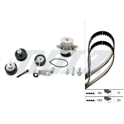 Image de DOLZ KD035 Pompe à Eau + Kit De Distribution 130, 58 VOLKSWAGEN: Golf 4, Caddy 3, Bora Berline, SEAT: Leon I 3/5 portes, Toledo 2 Limousine
