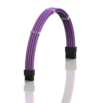 Image de LINKUP AVA 30cm 8 Broches (6+2) GPU PCI E PSU Alimentation Câble d&#039;Extension PC Mod Personnalisé à Manches Tressées avec Peigne Pack Unique 300mm Violet
