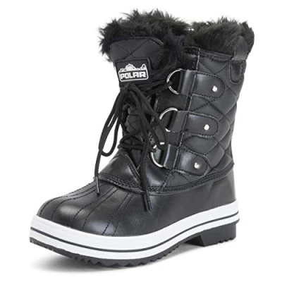 Image de Polar Femmes Matelassé Court Canard Fourrure Doublée Boue Neige Hiver Bottes BLL37 AYC0023,37 EU,Noir Cuir