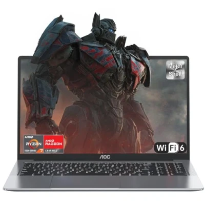 Image de AOC Ordinateur Portable avec AMD Ryzen 7 5700U, jusqu&#039;à 4,3 GHz, RAM 16 Go M.2 NVMe SSD 512 Portable, Clavier rétroéclairé, Radeon RX Vega 8 Graphics Notebook, WiFi 6, HDMI, 1080P