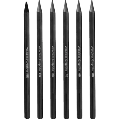 Image de Casiler Crayons De Graphite Sans Bois 6pcs Set, Bâtons Charbon Dessin Crayon HB 2B 4B 6B 8B EE Pour Étudiants