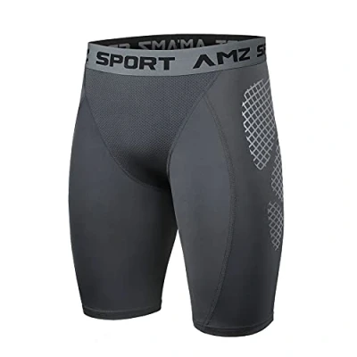 Image de AMZSPORT Short de Compression pour Hommes, Base la Course à Pied, Sport Séchage Rapide, Gris M