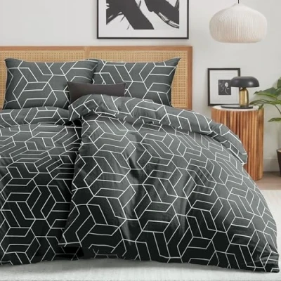 Image de Dreamzie 2 Housses de Couette 135x200 cm avec Taies d&#039;oreiller 80x80 cm, Motif Geometric, Parure Lit Fermeture Éclair, Linge Lit, Oeko TEX