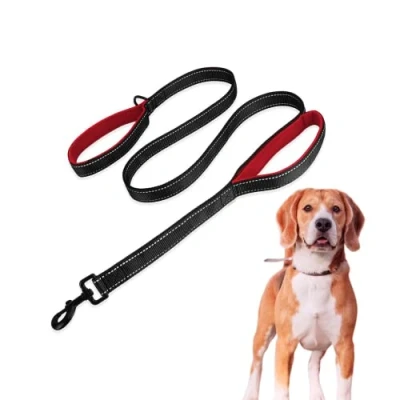 Image de Edipets, Grande Sangle pour Chien avec Double poignée rembourrée, réfléchissante, 1,8 m, antidérapante, Chiens Moyens et Grands (Noir/Rouge)