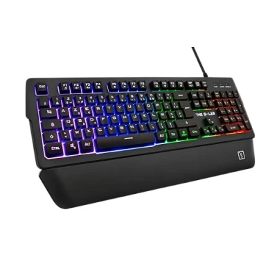 Image de The G Lab Keyz Palladium Clavier Gamer AZERTY Filaire USB Rétro Éclairage RGB LED Multicolore, Repose Poignets Magnétique, 26 Touches Anti ghosting, Durable PC PS4 Xbox One (Noir)