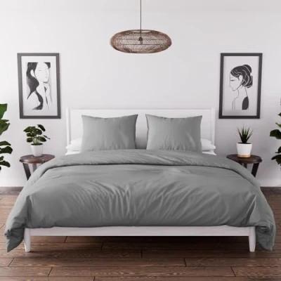 Image de Intemporel Parure Housse de Couette en Microfibre lavée 240x220 cm Boheme Gris, par Soleil d&#039;Ocre
