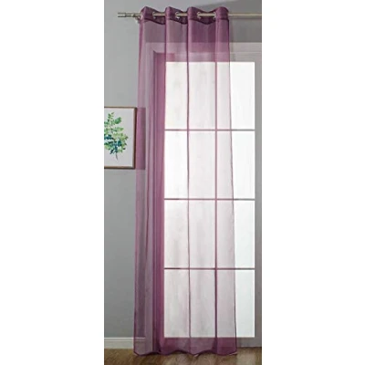 Image de Gardinenbox 20332 cn Rideau à œillets Transparent « Uni » H x l 245 140 cm Violet Stores Finition Ruban pour salon