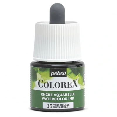 Image de Pébéo Encre Colorex 45 ML Vert Mousse Aquarelle verte Rendu Velouté Dessin Multi outil Tous Supports Mousse, (Watercolor)