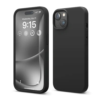 Image de elago Coque Silicone Liquide Compatible avec iPhone 15, Qualité Supérieure, Protection Intégrale [Structure Antichoc 4 Couches], Doublure Microfibre Douce Anti Rayures (Noir)