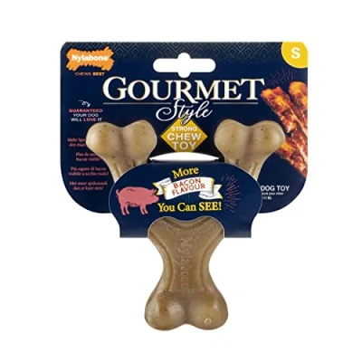 Image de Nylabone Force maximale Jouet à mâcher pour Chien Robuste extrême Gourmet, avec goût de Lard supplémentaire dans Tout l&#039;os, Petit, Chiens 0 11kg