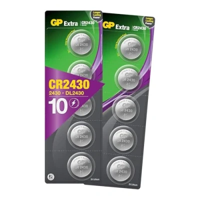 Image de Piles CR2430 Lot de 10 GP Batteries 2431 Lithium 3V Longue durée