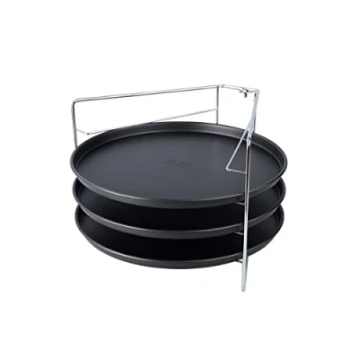 Image de Zenker 7515 Set de cuisson pizza, 3 plaques à pizza et 1 grille four, plaque pour plat moule Acier, Noir, 29 x 1,5 cm
