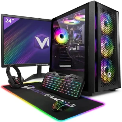 Image de Vibox II 6 PC Gamer 24&quot; Écran Pack Six Core Intel i5 11400F Processeur 4.4GHz Nvidia RTX 3050 6Go 16Go RAM 1To NVMe M.2 SSD Windows 11 WiFi