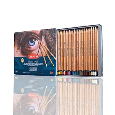 Image de Derwent Lightfast Set de 24 Crayons Couleur, Mines Rondes Solides 4 mm, Texture Crémeuse, pour Dessin &amp; Coloriage, Qualité Professionnelle (2302720)