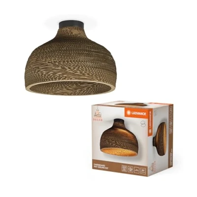 Image de LEDVANCE Decor Cardboard Hat marron en carton ondulé, légère, E27, diamètre 360 ​​mm, abat jour matériau recyclé, durabgrâce à une source lumineuse remplaçable, facià installer