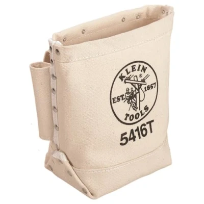 Image de Klein Tools 5416T Sac en toile pour rangement de boulons avec boucles à épingles, connexion tunnel ceinture, crème, 25,40 cm