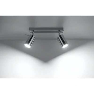 Image de SOLLUX LIGHTING Spot pour plafond Round chromé à deux lampes