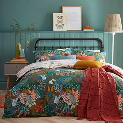 Image de furn. Forage Parure de lit Double en Coton, Polyester, Bleu Sarcelle, 703FORA/D02/TEA