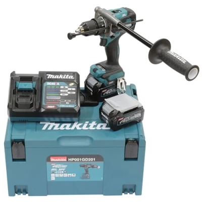 Image de makita Perceuse visseuse à percussion 40 v max li ion 2,5 ah xgt ø 13 mm hp001gd201