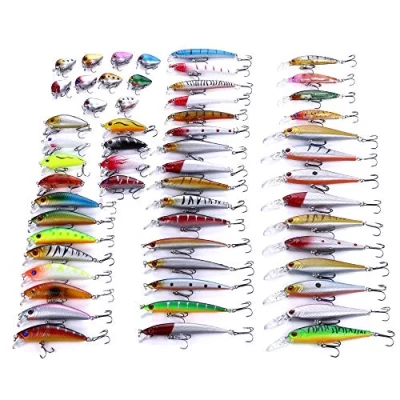 Image de CENPEK Lot de 56 leurres pêche attirants pour en eau douce, carpe, bar, brochet