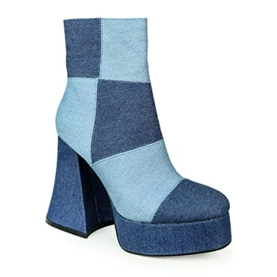 Image de Lamoda Break IN TWO Bottines, Femme, Taille: 36, Denim dark/light Textile