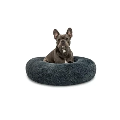 Image de lionto lit Donut pour Chiens et Chats, Rond Moelleux Petits Grands Animaux domestiques, Ø70 cm, Chats en Peluche Doux, Coussin Chien avec Rembourrage Extra épais, Gris foncé