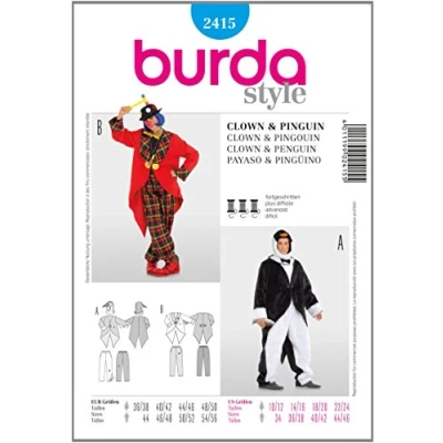 Image de Burda B2415 Patron de Couture Pingouin et Clown 19 x 13 cm