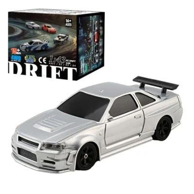 Image de SHOYDID Mini voiture de course électrique RC avec kit lumières échelle 1/43 2,4 G pleine proportionnelle (version RTR/argent)