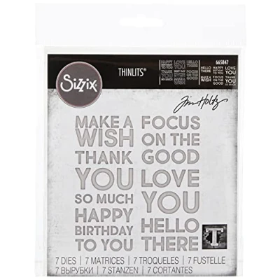 Image de Sizzix Thinlits Die Set 7PK Bold Text #1 by Tim Holtz, Multicolor, Taille unique