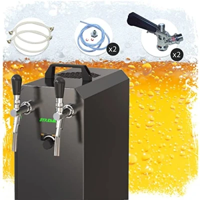 Image de ich zapfe Tireuse A Biere Ensemble Complet Stream 50 Machine Biere, Pompe 2 Lignes, fut de 55 litres/h, Professionnelle, Black Edition, KEG:Type A, KEG 2:Type