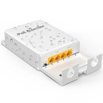 Image de YuanLey Extender PoE Gigabit Extérieur 1 en 3 Sorties, 802.3af/at 4 Port Repeater IP66 Waterproof, Vlan, Prolonge de 100m la Transmission l&#039;énergie et des Données, Montage Mural Plug and Play