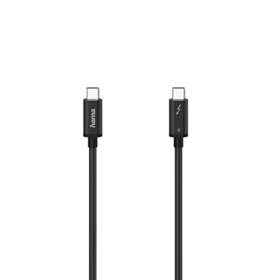 Image de Hama Câble Thunderbolt USB C (40 Gbit/s, 5A, 100 W, Ultra HD 8K, Double blindé, fiche étroite, 0,8m) noir