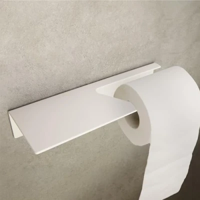 Image de Design Hambourg Porte Papier Toilette sans Percer I Mural Auto Adhésif Support Salle de Bain Rouleau WC Blanc Mat avec étagère