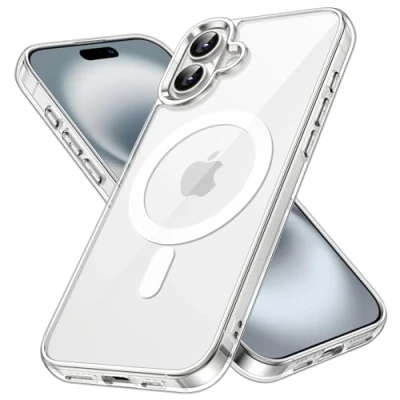 Image de JETech Coque Magnétique pour iPhone 16 6,1 Pouces Compatible avec MagSafe, Étui Housse Antichoc Bumper, Arrière Transparent Anti Rayures (Transparente)