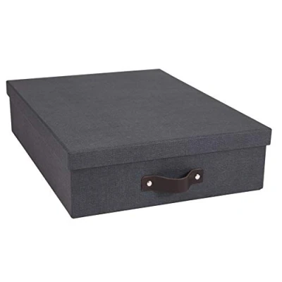 Image de Bigso Box of Sweden organisateur de bureau pour documents A4, brochures, etc. rangement avec couvercle et poignée boite en panneau fibres papier noir