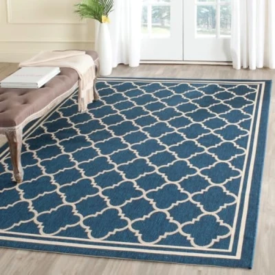 Image de Safavieh Grand Tapis de Salon rectangulaire pour Une Utilisation en intérieur, Polypropylène, Bleu Marine/Beige, 120 X 180 cm