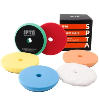 Image de SPTA Polissage Pad, 5 Pièces 125mm/5 Pouces Éponge de Kit pour Voiture Polisseur Tampon Pad/Pour Machine à polir, polisseuse Excentrique, Double Action SPMZ5MIX