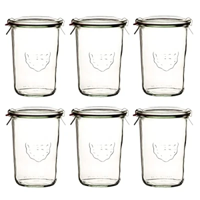 Image de WECK 6 bocaux de conservation 850 ml (3/4 litre 2) et pinces en caoutchouc