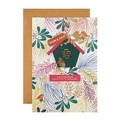 Image de Hallmark 25558777 Carte de Noël pour maman et papa Design contemporain avec fixation à suspendre message caché
