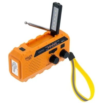 Image de Radio Solaire Dynamo, Portable, Rechargeable FM /AM, Chargeur USB C, Power Bank Adler AD1197 Jaune 00678